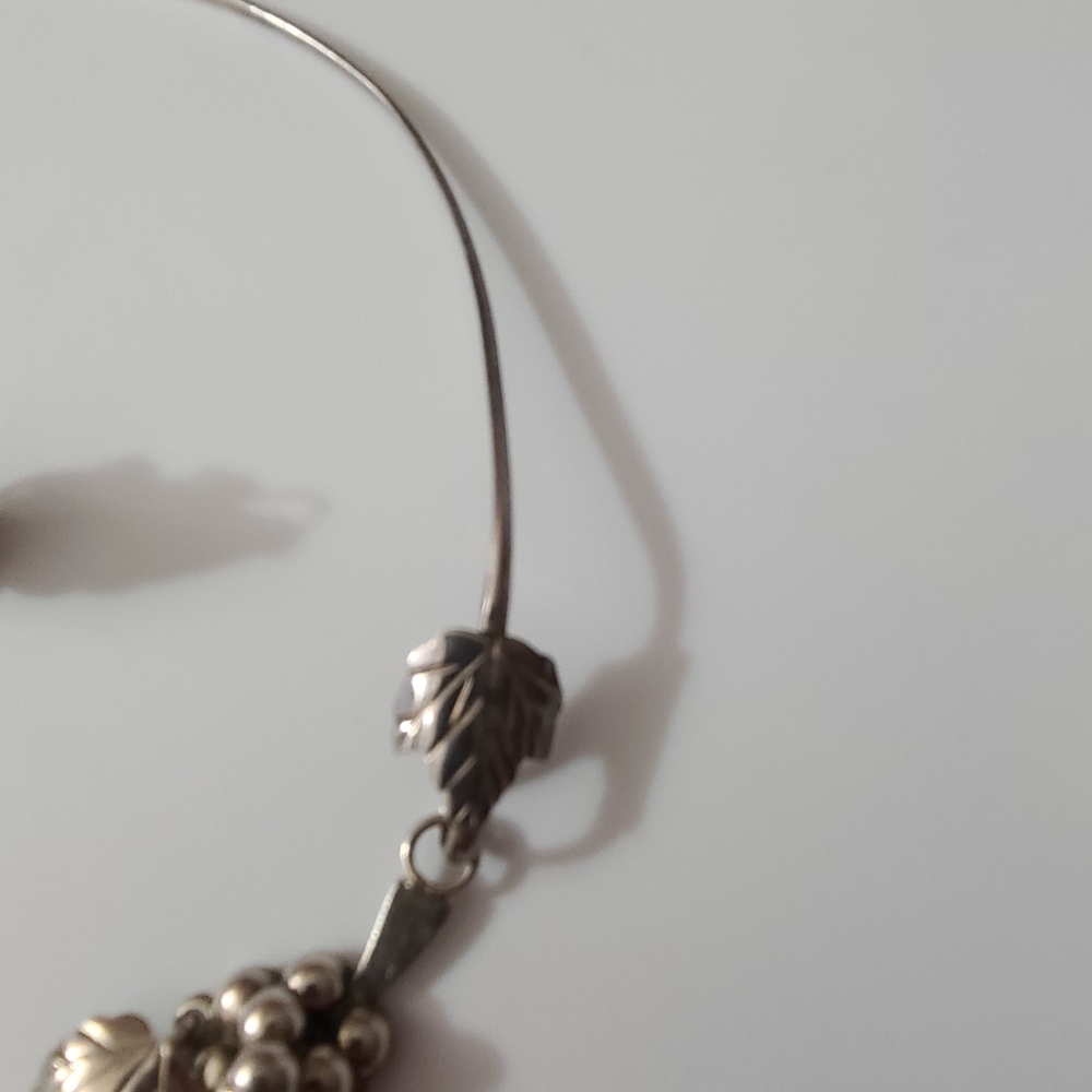 925 Vintage Grapes Taxco Mexico Necklace Earrings Sterling Silver Choker Estate - Picture 10 of 16